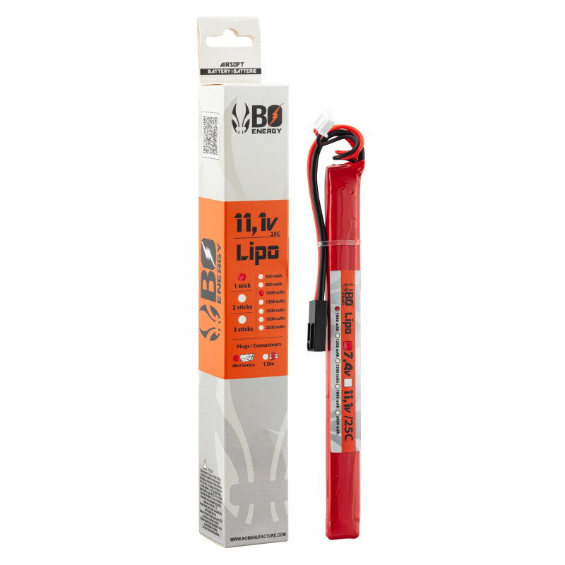 Li-Po Stick Batterie 11.1v 1000mAh 25c 3s T-Dean BO